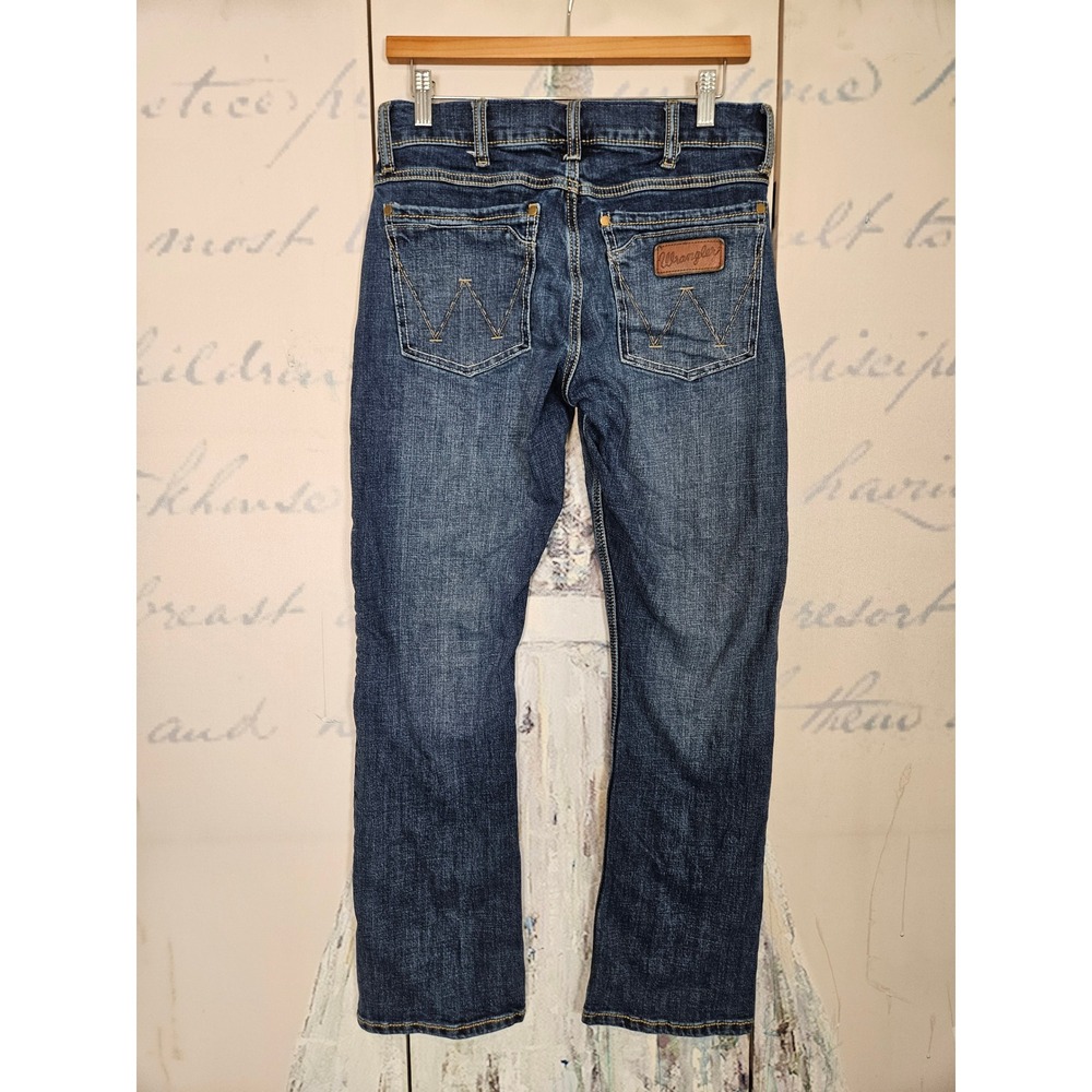 Wrangler Retro Slim Boot Jeans 29x30 Blue Dark Wash Western Cowboy 10WLT77LY - Picture 2 of 7